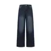 Pantalones de Pierna Ancha Retro Azul Gris Nuevo de Verano para Mujer Jeans Retro Americano de Tiro Bajo Acortados y Largos y Longitud Extendida