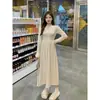 Vestido drapeado ropa interior falda de mujer otoño e invierno nueva talla pequeña tejido base falda larga hilo core-spun engrosado