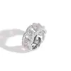 Anillos de Hip Hop Europeos y Americanos, Anillos Cubanos Populares para Hombre, Anillos de Cadena con Circonita Galvanizada, Anillos de Dedo Índice de Pareja Modernos