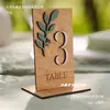 Conjunto Moderno Simples para Casamento na Floresta Layout de Placa de Número de Mesa de Casamento Sálvia Placa de Número de Mesa Decorativa de Madeira Detalhes Verdes
