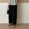 26 Verão Novo Estilo Japonês Casual Finos Largos Emagrecedores Calças de Papel para Mulheres, Petite Nove-Quartos Calças de Perna Larga