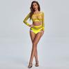 Nuevo Conjunto Sexy de Dos Piezas Superior e Inferior para Exportación Ropa de Malla Dividida con Cortes para Mujer Red de Pescado Transparente Uniforme Pijama 1126