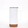Nova Caneca Térmica a Vácuo de Camada Dupla em Aço Inoxidável 304 com Base de Cortiça Alça de Caneca Base de Madeira de Bambu Caneca de Água