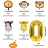Set de Globos de Columna con Número de Cumpleaños para Niño Temática de Animales Decoraciones para Fiesta de Primer Cumpleaños de Bebé Pared de Fondo