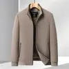 Chaqueta de hombre 2026 otoño e invierno cuello alto con cremallera acolchada engrosada para mediana edad negocios forro polar australiano cálida abrigo para commuting