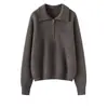 Bai Cai Rong Malha de Manga Longa Outono/Inverno Moda Tendência Top Peça Externa Peça Interna 2026 Nova Moda Suéter com Gola Polo