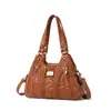 Bolso de Hombro para Mujer Yoroooi Versátil Europeo y Americano Streetwear Bolso de Hombro Lavado Diario Práctico Vintage Lavado