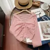 Cardigan de Tricô com Gola Laço e Manga Longa, Estilo Puramente Sedutor para Mulheres, Verão 2026, Leve, Protetor Solar, Soltinho, Curto