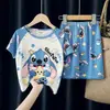 Pijama para Niños y Niñas Verano Manga Corta Ropa de Aire Acondicionado para Niños Delgada Dibujos Animados Talla Mediana Niños Grandes y Bebé Traje de Ropa para el Hogar