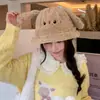 Nuevo Gorro de Punto Cálido con Forro de Forro Polar para Protección de Orejas Otoño e Invierno Coreano Dulce y Lindo Conejo con Orejas de Felpa Gorro de Pescador