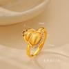 Nuevo Anillo de Calabaza con Dibujo de Alambre Medio Dorado Arena Perforador de Punta Moda Femenina Sentido de Alta Gama Estilo Old Money Anillo de Calabaza Ajustable