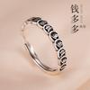 Anillo Money Duoduo para Hombres y Mujeres Personalidad Diseño Abierto Plata Esterlina Chapada en 925 Anillo de Cobre Anillo de la Fortuna para la Transferencia de la Suerte