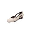 Zapatos de Mujer de Cuña Gruesa, Suela Suave, Huecos Estilo Retro, Boca Baja, Modelo Nuevo 2026 para Ir al Trabajo, Puntera Cuadrada, Cómodos, Transpirables