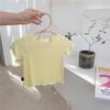 Camiseta de Verão de Manga Curta para Meninas, Top Infantil Elegante e Moderno, com Babados e Cores de Doce, Estilo Coreano Fresco