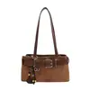 Bolso de Hombro Único de Cuero Suave Gamuza Retro para Mujer 2026 Nuevo Otoño Japonés Commute Bolso de Axila Bolso de Mano Simple