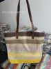 Bolsa Tote Nova Cor Risca Comércio Exterior Bolsa de Ombro Fresca Artística Bolsa de Ombro de Palha com Corda de Cânhamo Cor Doce