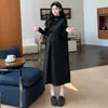 Gato Único Camélia Sonata Roupa de Maternidade Outono Nova Moda Emagrecedor Manga Longa Roupa Íntima Vestido Colete Conjunto de Duas Peças Tendência