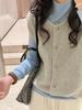 Estilo Perezoso Suave Cera Cuello Redondo Casual Chaleco Suéter para Mujer 2025 Primavera y Otoño Ropa Exterior Chaleco Suéter Top Apilado