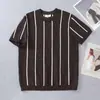 Camiseta de Punto de Manga Corta para Hombre, Rayas Verticales, Corte Delgado, Estilo Old Money, Sensación de Negocio de Alta Gama, Seda de Hielo, Verano, Venta al por Mayor de Fábrica Transfronteriza