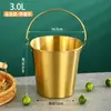 Cubo de hielo de acero inoxidable 304, cubo pequeño portátil para uso comercial, cubo para snacks para bares, KTV, cubo para pollo frito y papas fritas, venta al por mayor para restaurantes