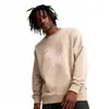 Sudadera de Algodón Pesado para Parejas, Corte Holgado, Cuello Redondo, Sin Capucha, Pulóver, Versátil, Cálida, Prenda Superior Estampada para Otoño e Invierno