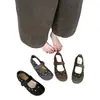 Sapatos femininos planos, confortáveis e de sola macia, novo estilo 2026, marrom retrô, sapatos Mary Jane de calçar, design moderno com bico redondo