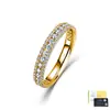 Anillo de plata de ley S925 de doble fila con moissanita para mujer, anillo de medio círculo, diseño simple apilable, superventas transfronterizo, stock de fábrica al por mayor
