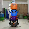 Gato Negro Inflable Popular de Halloween, Vampiro y Calabaza Apilados Decoración para Fiesta al Aire Libre Centro Comercial Adornos para Exteriores