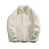 Chaqueta de invierno acolchada para hombre con cuello de borrego, de algodón, con bolsillos grandes, corte holgado, engrosada para mayor calidez