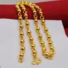 Feria del templo dominante rico oro 10mm sólido carácter fu cadena de cuentas pareja hombres chapado en oro imitación oro collar regalo