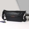 Bolsa de ombro masculina de couro legítimo preta 2024, nova bolsa da moda geral, bolsa casual masculina, bolsa transversal de alta qualidade