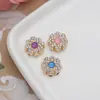 Juego de Botones de Flor de Aleación con Pedrería Moda Accesorios para Joyería DIY Multicolores Disponibles 12.8 mm Exquisita Flor