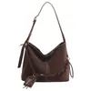 Bolsa Saco Casual de Alta Qualidade Retrô de Grande Capacidade para Mulheres Outono e Inverno 2025 Nova Bolsa de Ombro Único Transversal para Roupas do Dia a Dia