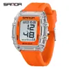Popular Reloj Electrónico Sanda con Forma de Barril y Pantalla Única, Despertador Impermeable, Reloj de Pulsera para Estudiantes, Reloj Multifuncional con Esfera Grande, Dropshipping