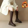 Botas Nuevas para Mujer Otoño/Invierno Suela Gruesa Para Personas Bajas Apertura en V Aumentadoras Botas Martin Estilo Británico Gruesas para Pierna Botas de Jinete