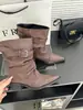 Botas de Caña Media con Punta Fina y Tacón Grueso, Estilo Nuevo Otoño/Invierno 2026, Botines Elegantes de Moda Francesa con Hebilla de Cinturón