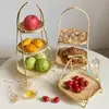 Cestas tejidas de bambú hechas a mano, bandejas de té, juegos de té, cribas de doble capa, cestas de bambú y platos para decoración de jardín de infantes.