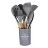 Spot Juego de Utensilios de Cocina de Silicona 750g Juego de 12 Piezas Utensilios de Cocina con Mango de Madera Espátula Antiadherente Herramientas de Cocina Juego de Cocina
