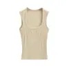Top de tirantes bodycon cuadrado dulce y sexy que acentúa la figura y cubre los costados del busto, estilo celebridad de internet de puro deseo, top casual para usar como prenda exterior o interior