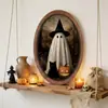 Mz1154 Moldura de Foto de Madeira Fantasma de Halloween Transfronteiriça Pintura Placa Suspensa Tridimensional Retrô Decoração de Feriado Adesivo de Parede Autoadesivo