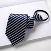 Corbata Azul Marino Rayada sin Nudos para Hombres y Mujeres Formal de Negocios Profesional Trabajo Cuello Flor