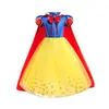 Vestido de Nieve Blanca para Niña con Chal Largo Falda Tutú Dorada con Flores Exportación Transfronteriza