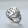 Anillo Cruz Espejo Nuevo Creativo Árbol de la Vida para Mujer Redondo Hueco Moda Anillo Accesorios de Personalidad Anillo Venta al por Mayor