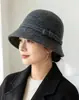 Chapéu de Palha de Tricô com Laço Simples para Mulheres Outono Inverno Aba Curta Chapéu de Pescador Uso Diário no Trabalho Chapéu Quente Moda Chapéu da Moda