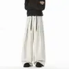 Calças casuais com caimento fluido, marca americana da moda de outono, novo estilo vintage de perna larga, calças retas soltas cool e estilosas, plus size masculino