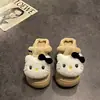 Pantuflas de Algodón Retro Versátiles de Suela Gruesa 2026 Otoño/Invierno Nuevos Lindos Gatos de Dibujos Animados Ropa de Casa Ropa de Exterior Zapatos Cálidos de Peluche