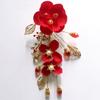 Cocar de noiva chinês cocar de flor vermelha joias de flores vestido de noiva acessórios para cabelo de casamento brinde roupas cocar atacado