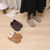 298-1 Sapatos de Veludo de Inverno com Fivela Retrô Couro Nobuck Bico Redondo Quentes para Mulheres