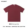 Camiseta de algodão puro de fio duplo, peso pesado 260g, ombro caído, corte solto, gola redonda, cor sólida, top casual de manga curta, regata simples de manga curta