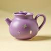 Bule de Lírio-do-Vale Roxo Borboleta para Preparo Pessoal de Chá, Bule Cerâmico Doméstico com Separação de Água e Chá, Bule Individual para Consumo Solo, Pequeno Conjunto de Chá